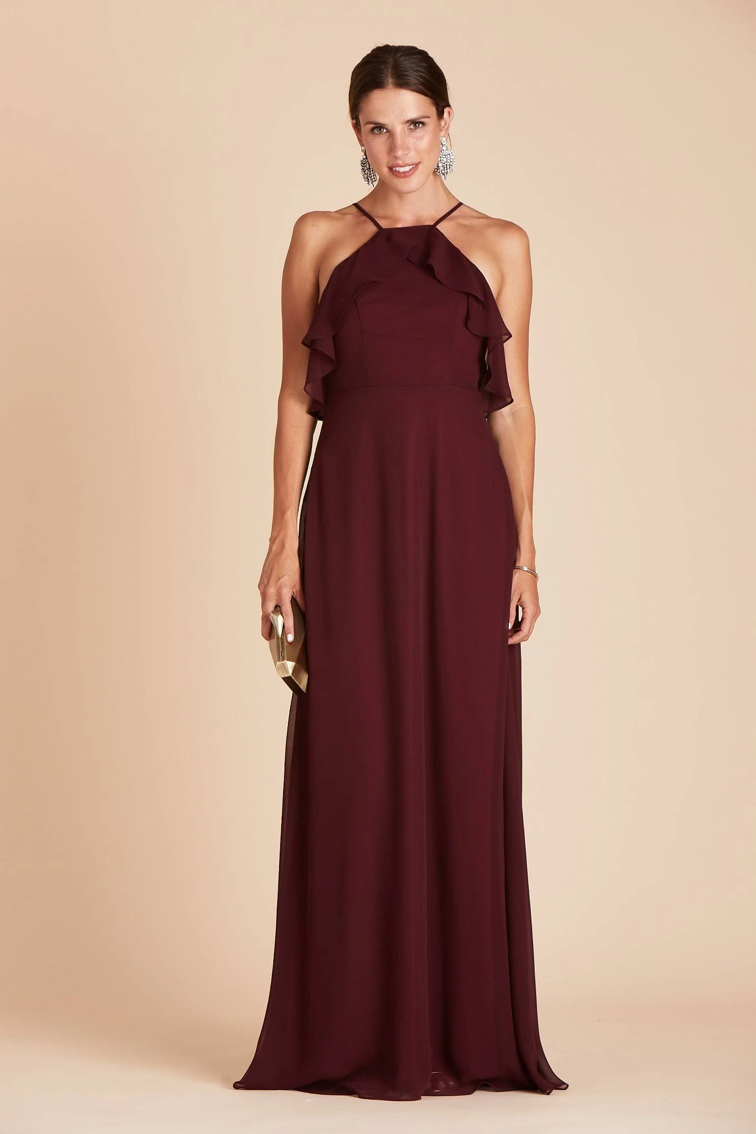 Birdy Grey Jules Chiffon Bridesmaid Dress in Cabernet M / Cabernet