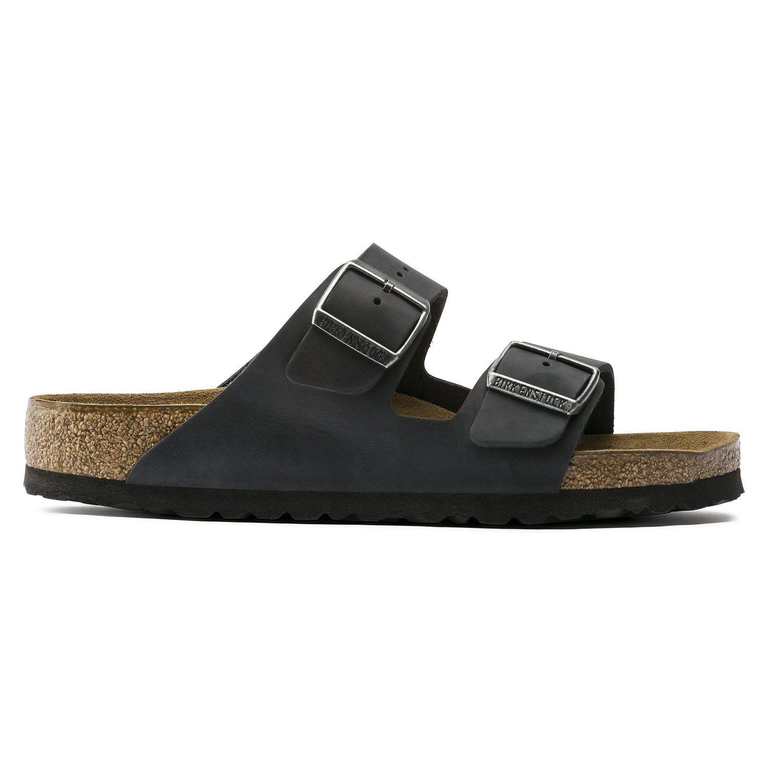 Birkenstock Arizona Soft Footbed Sandal - 45 - Black Oiled Leather