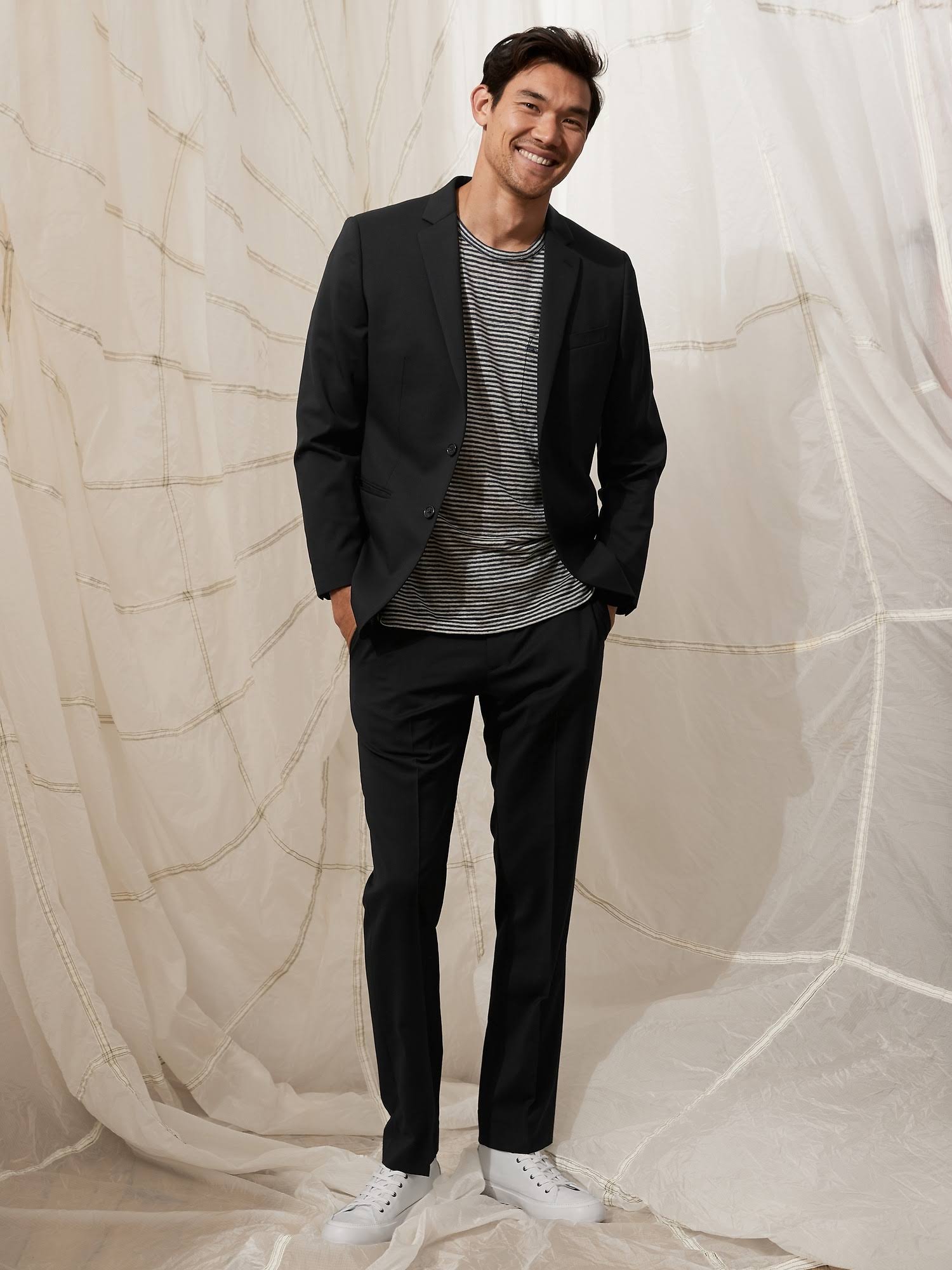 Banana Republic Men's Slim Solid Italian Wool Suit Pant Black Size 31W 30L