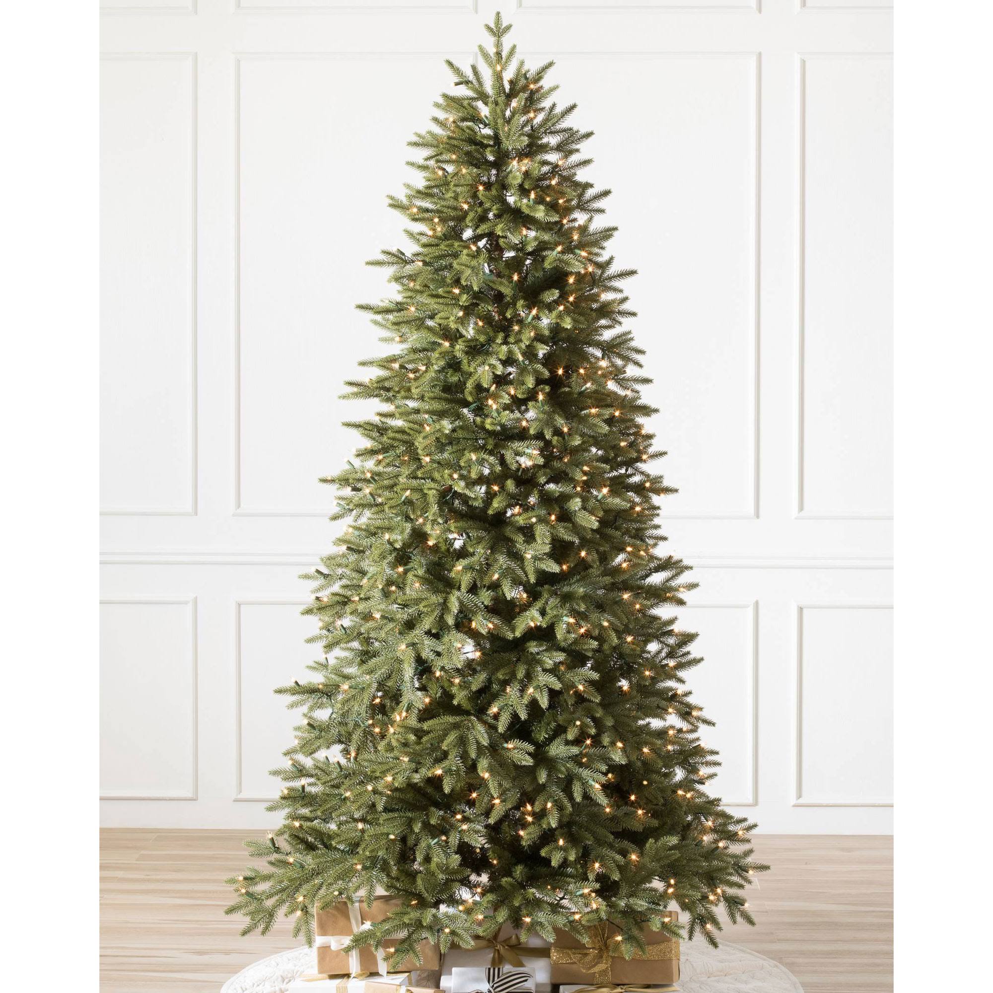 Balsam Hill Stratford Spruce 7.5 Foot Artificial Christmas Tree w/ White Lights, Green