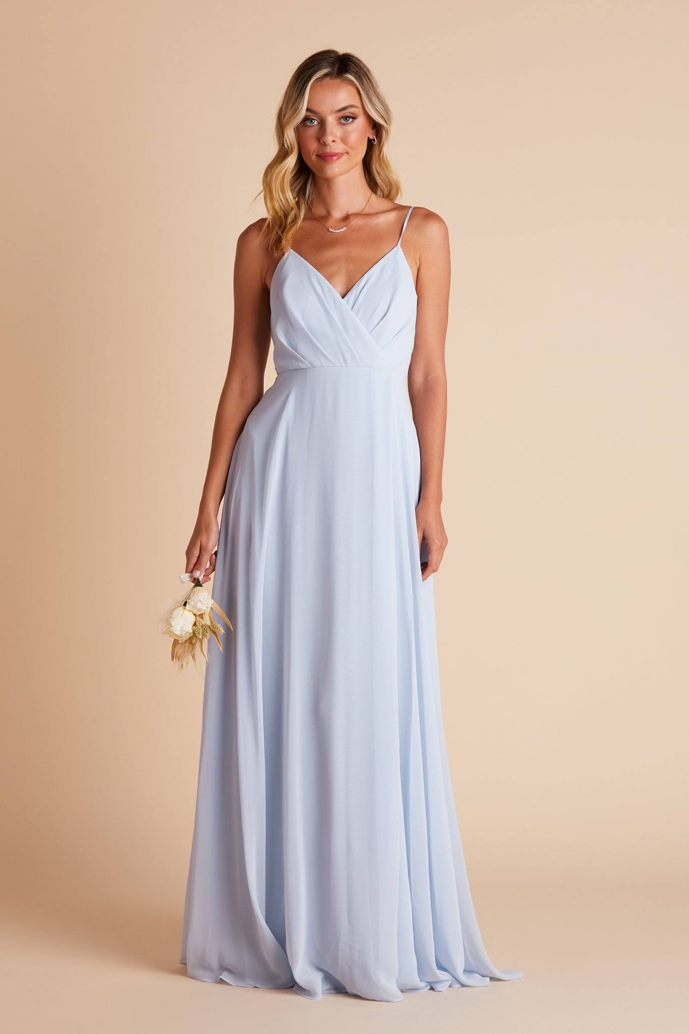 Birdy Grey Kaia Chiffon Bridesmaid Dress in Ice Blue Xs / Ice Blue