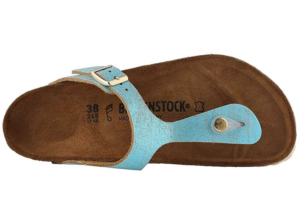 Birkenstock Gizeh - Leather (Washed Metallic Aqua) Women's Sandals