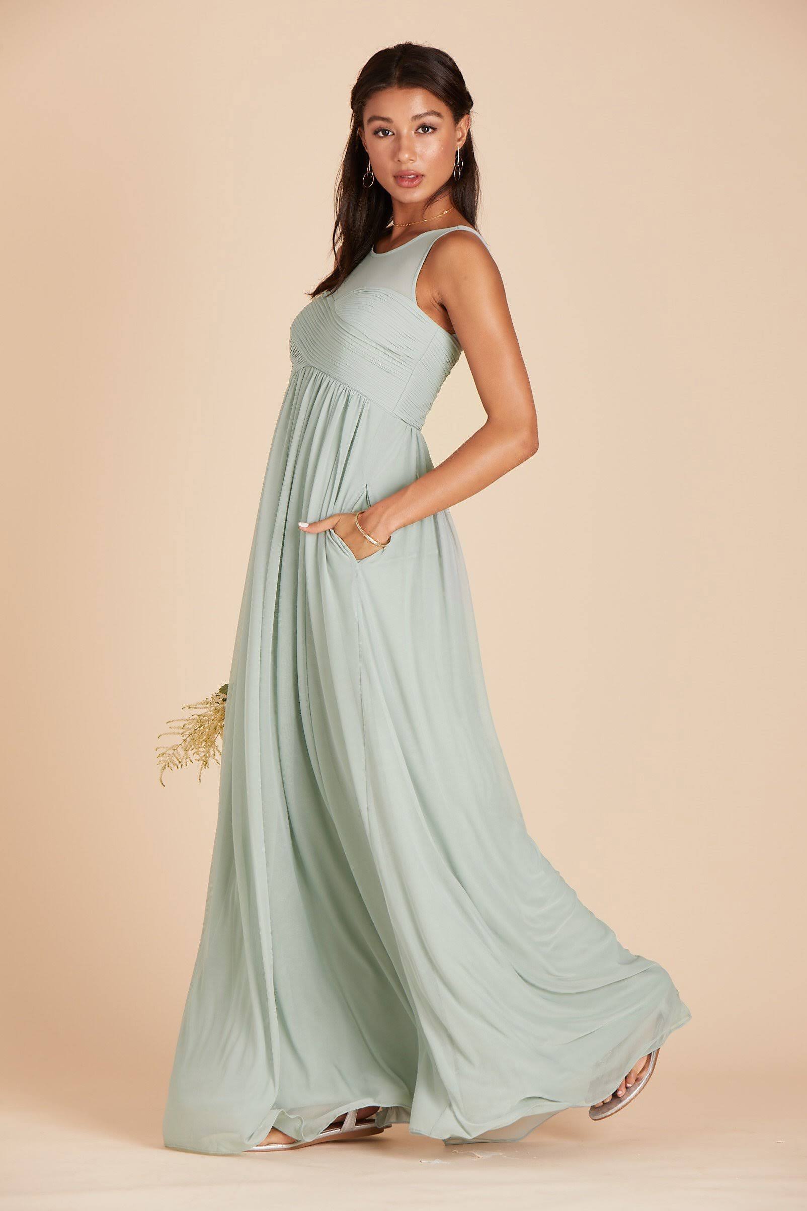 Birdy Grey Ryan Bridesmaid Dress in Sage Xs / Sage