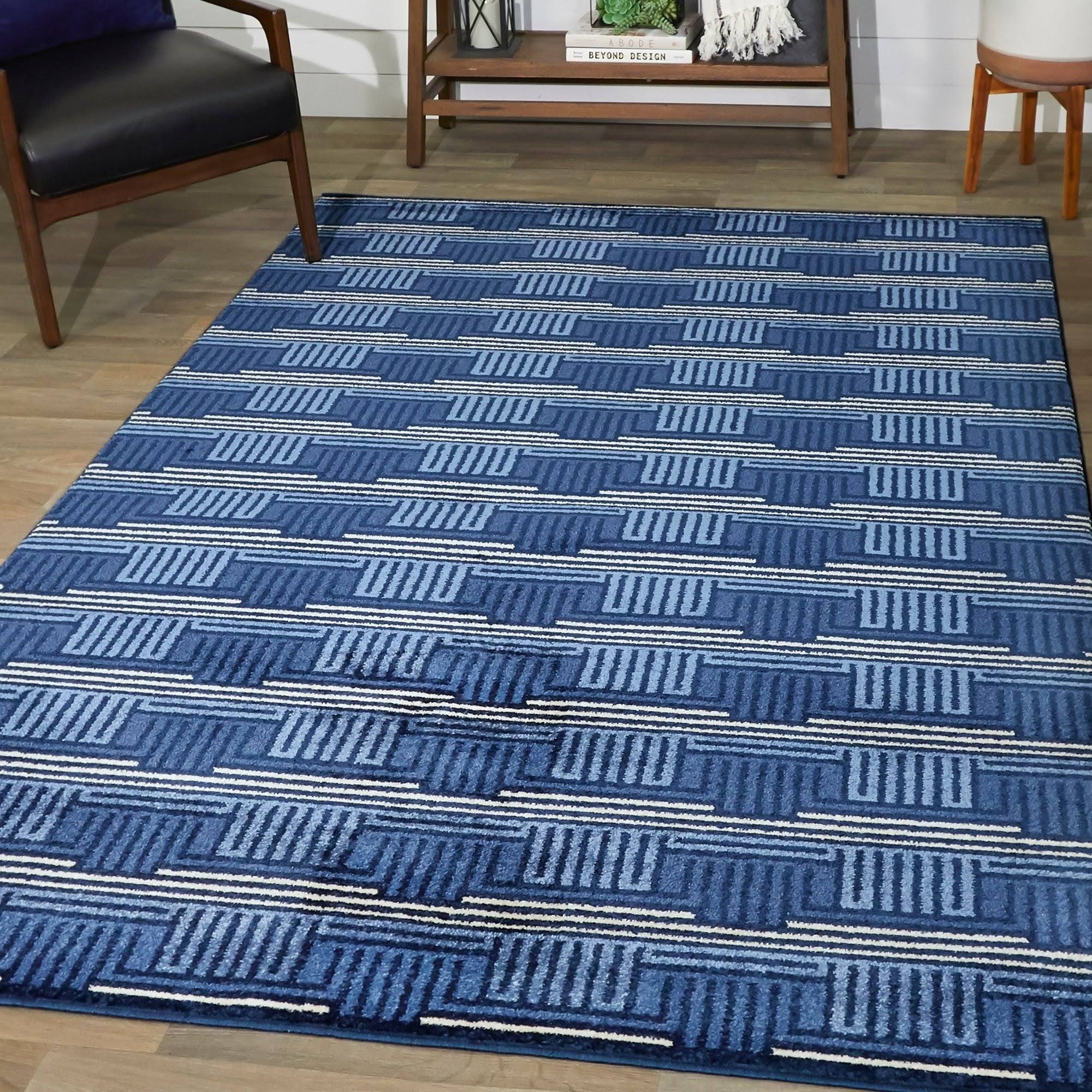 BALTA Gwynn Blue 5 ft. x 7 ft. Art Deco Striped Area Rug