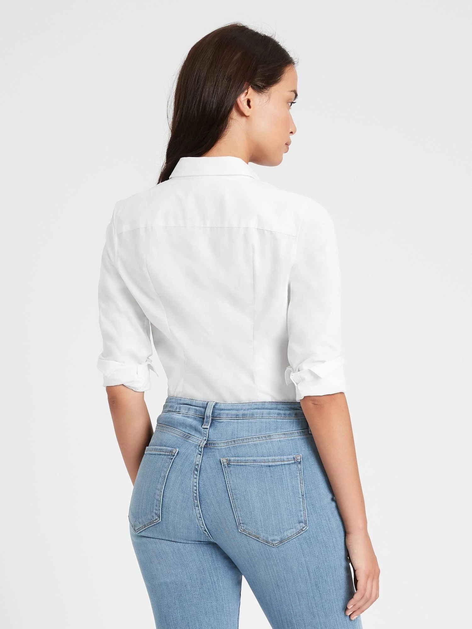 Banana Republic Women's Riley Tailored-Fit Shirt Pure White Size 14