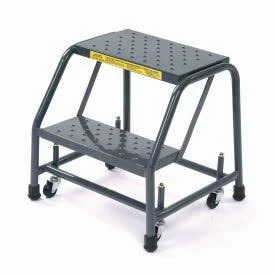 GoVets | Ballymore Perforated 16x22W 2 Step Steel Rolling Ladder 20x22D Top Step - 21821PSU