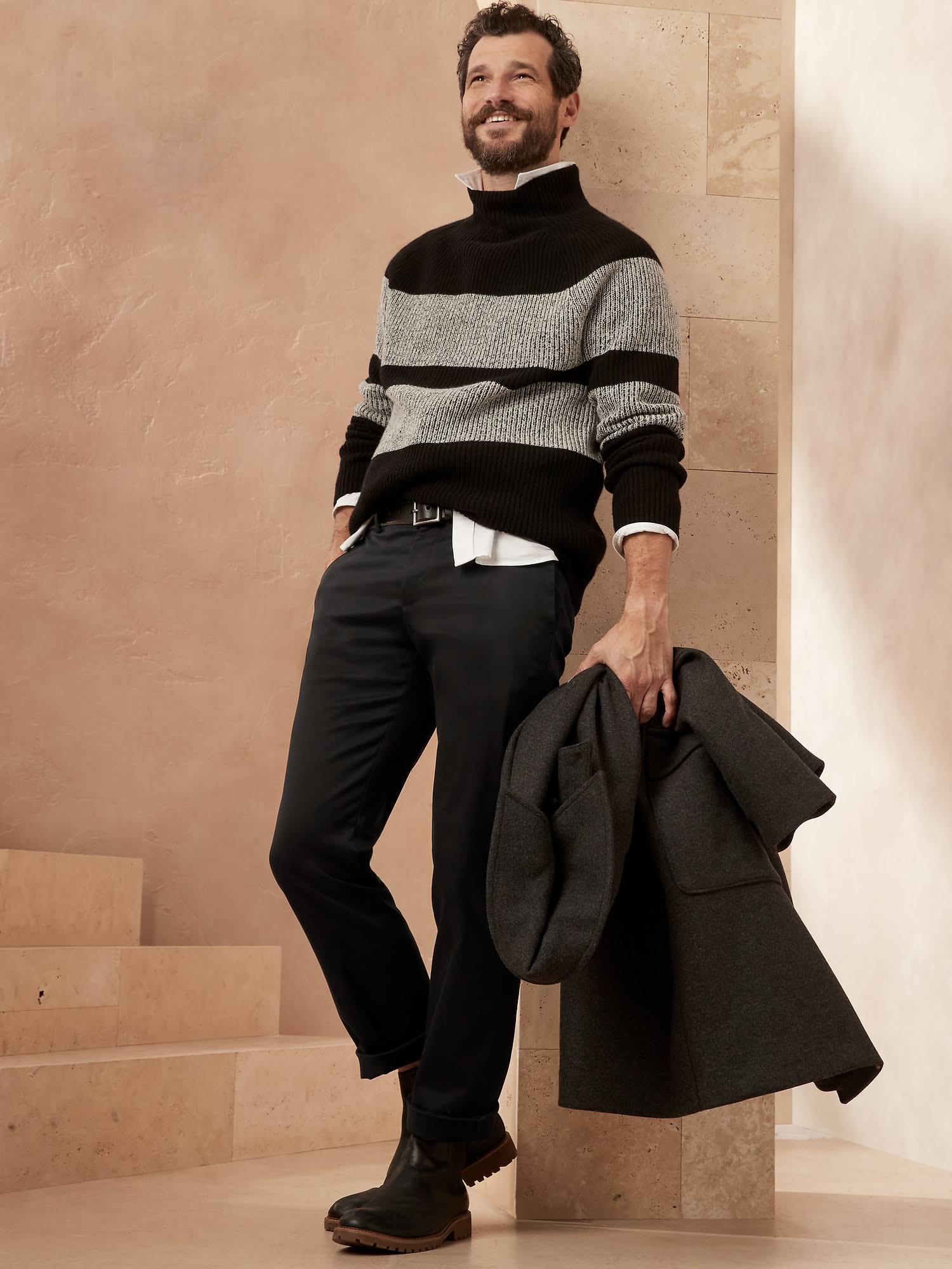 Banana Republic Men's Straight Rapid Movement Chino Pant Black Tall Size 32W 36L