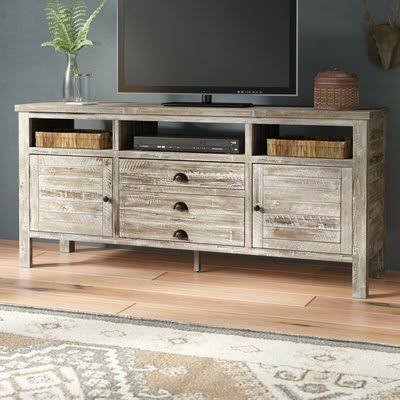 Washed Gray Acacia Solid Wood TV Stand for TVs Up to 55x22 Jalynn