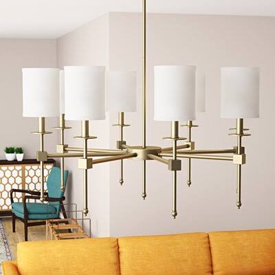 Neville 8 - Light Shaded Classic / Traditional Chandelier Wrought Studio Finish: Warm Brass