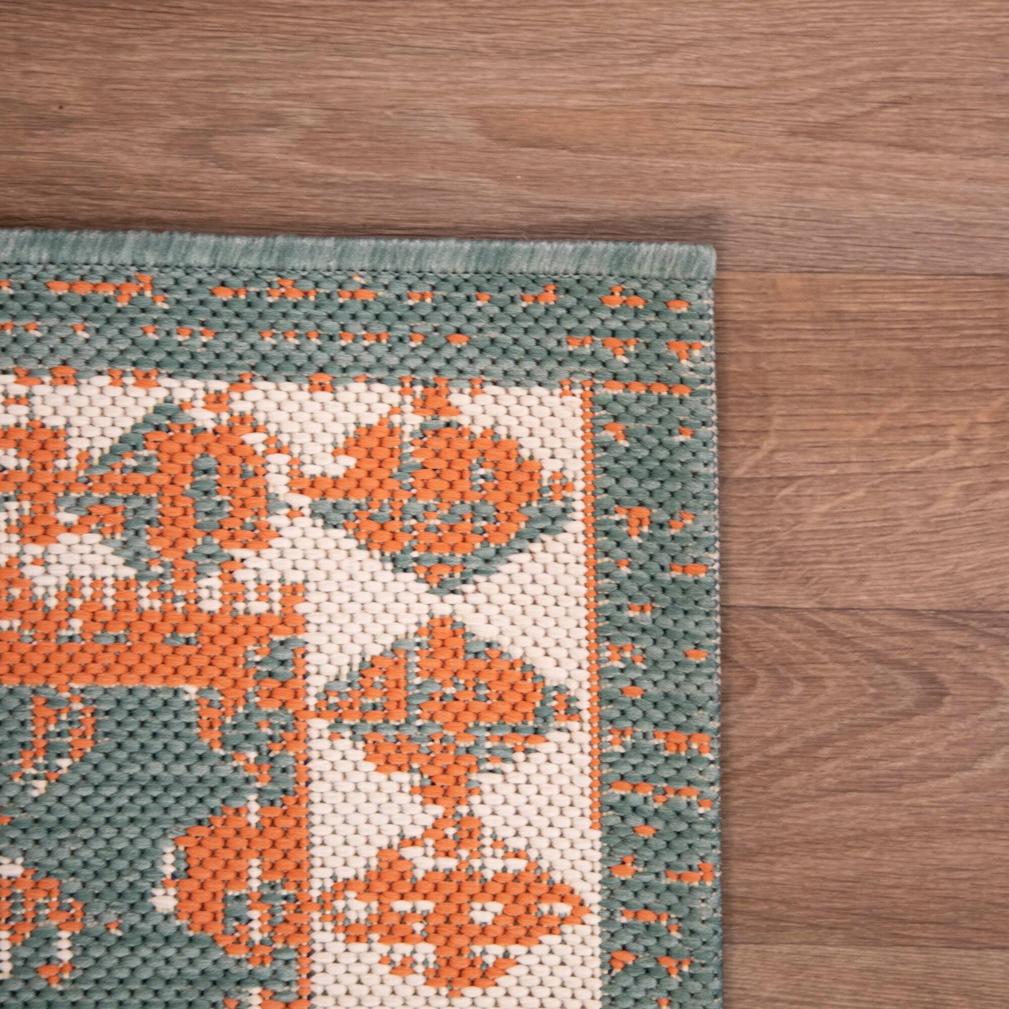 Augusto Border Indoor/Outdoor Area Rug - 2& x 7& Runner - Dark Blue
