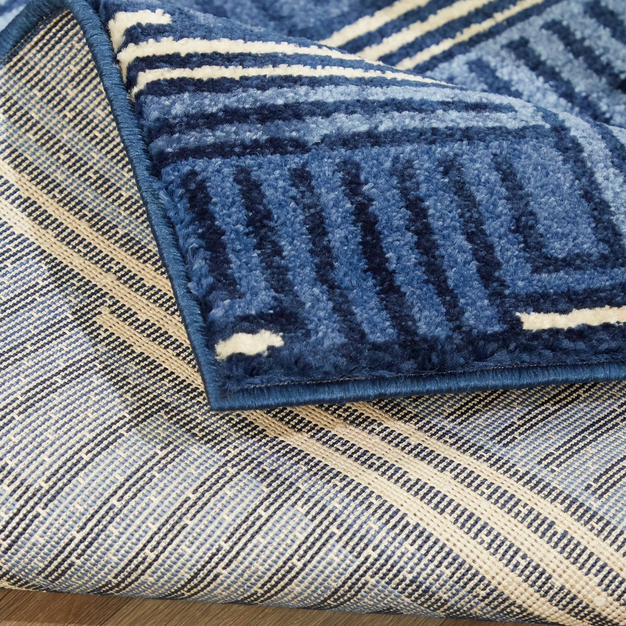 BALTA Gwynn Blue 5 ft. x 7 ft. Art Deco Striped Area Rug