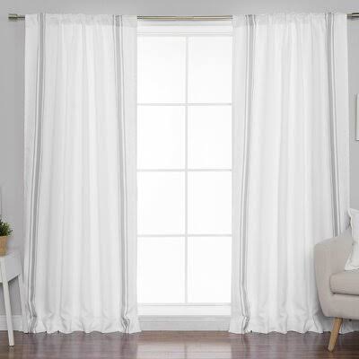 Beaulieu Triple Striped Room Darkening Rod Pocket Curtain Panels Birch Lane Curtain Color: Ivory/Gray