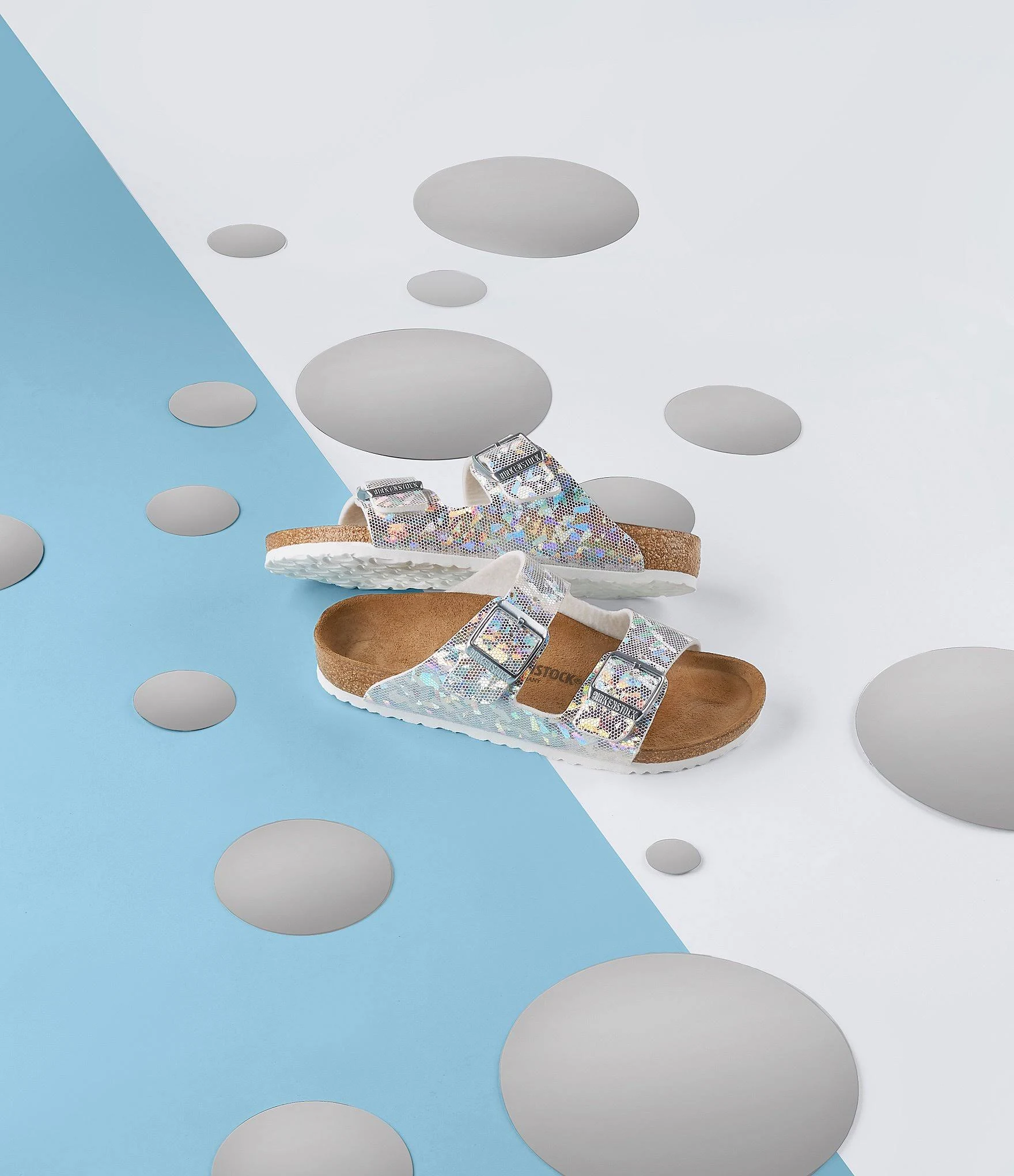 Birkenstock Kids' Arizona Sandal ?Hologram Silver