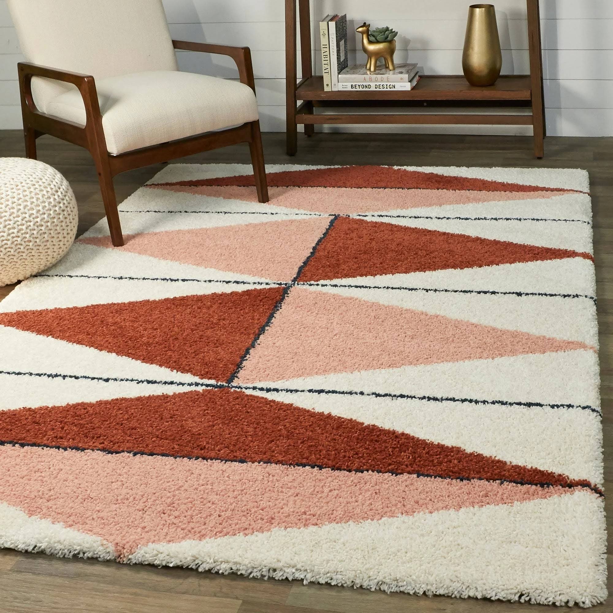 BALTA Levine Burnt Orange 3 ft. x 7 ft. Geometric Shag Runner Rug