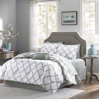 Reversible Comforter Set Size: California King Comforter + 8 Additional Pieces, Color: Gray
