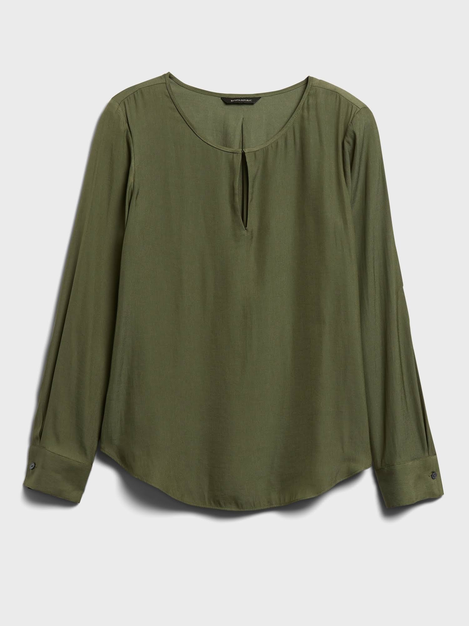 Banana Republic Women's Keyhole Blouse Flight Jacket Green Size Xs