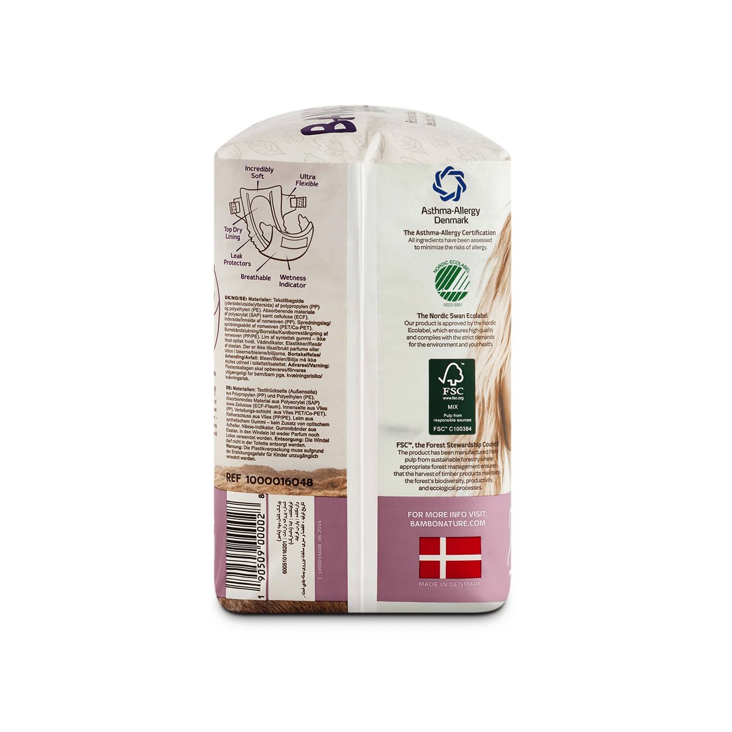 Bambo Nature Premium Baby Diapers, Size 2, 180 Count (6 Packs of 30), White
