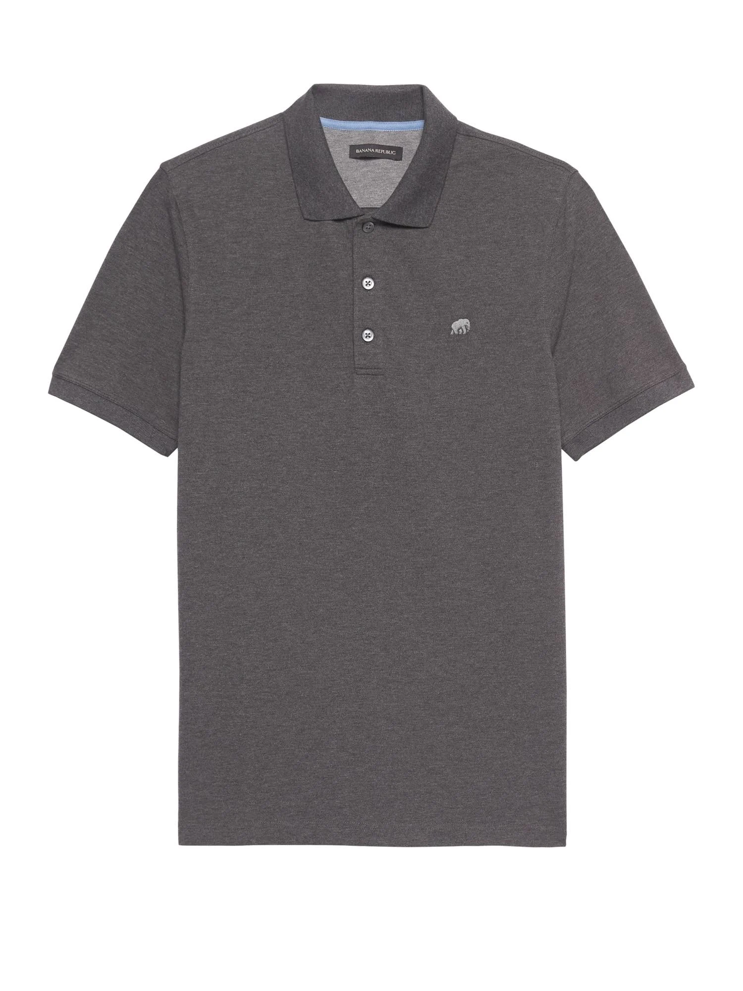 Banana Republic Men's Signature Pique Polo Shirt Dark Charcoal Heather Size M