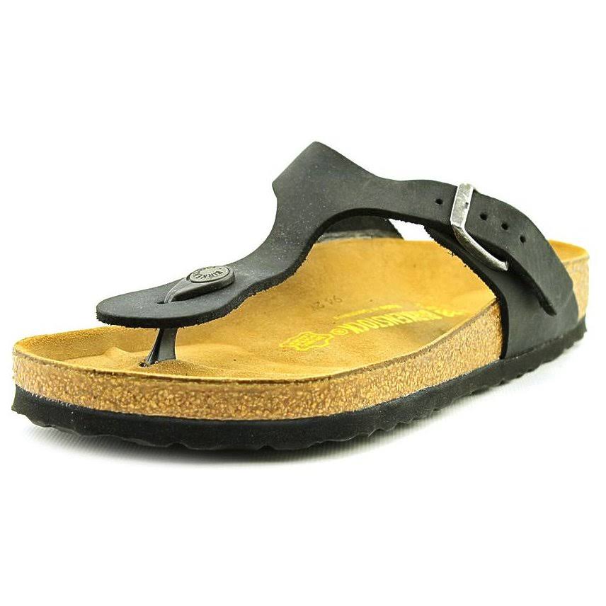 Birkenstock Women's Gizeh Sandal - 36 - Black Oiled Leather
