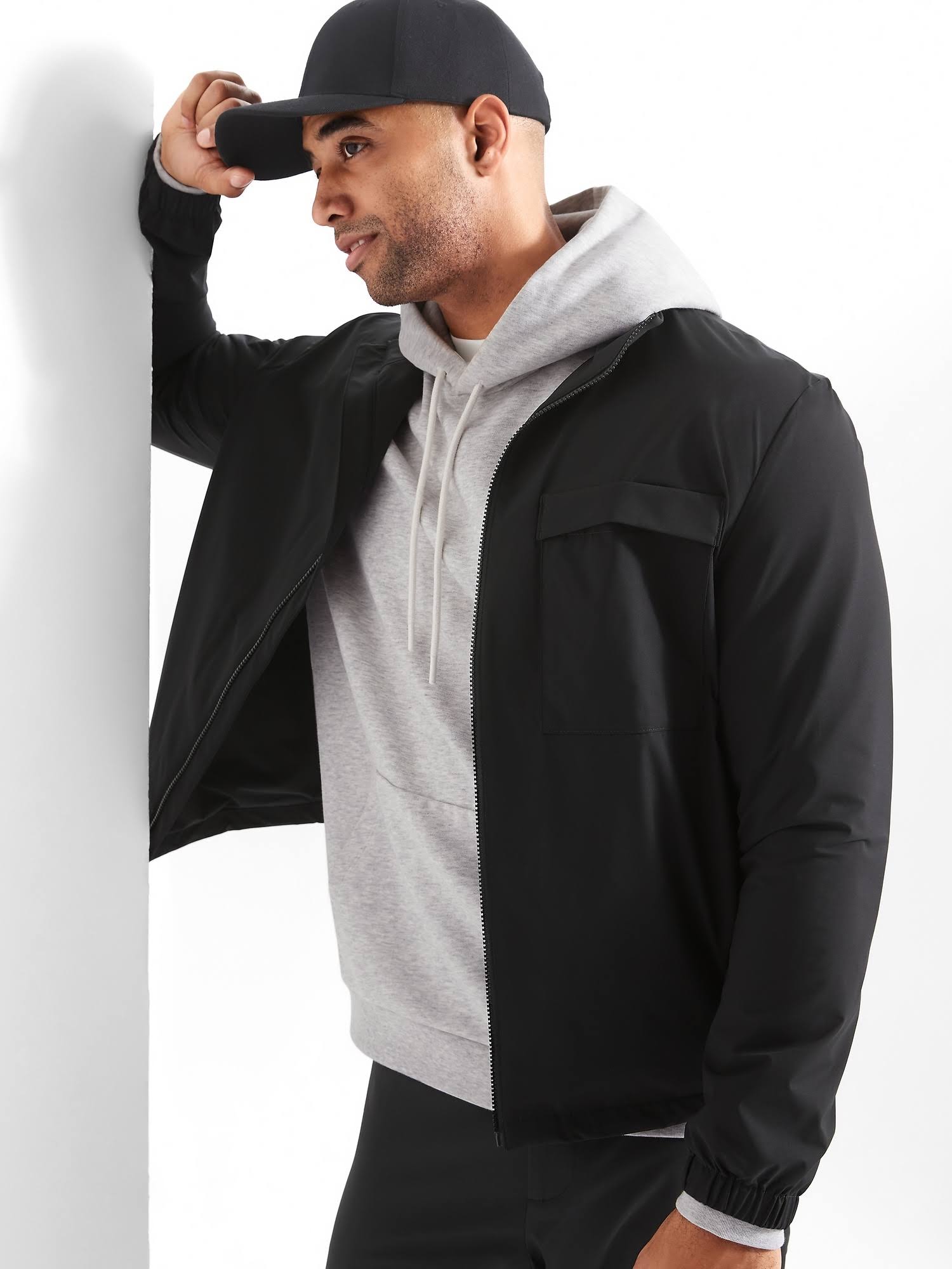 Banana Republic Men's BR Sport Heavyweight Fleece Hoodie Gray Heather Size S