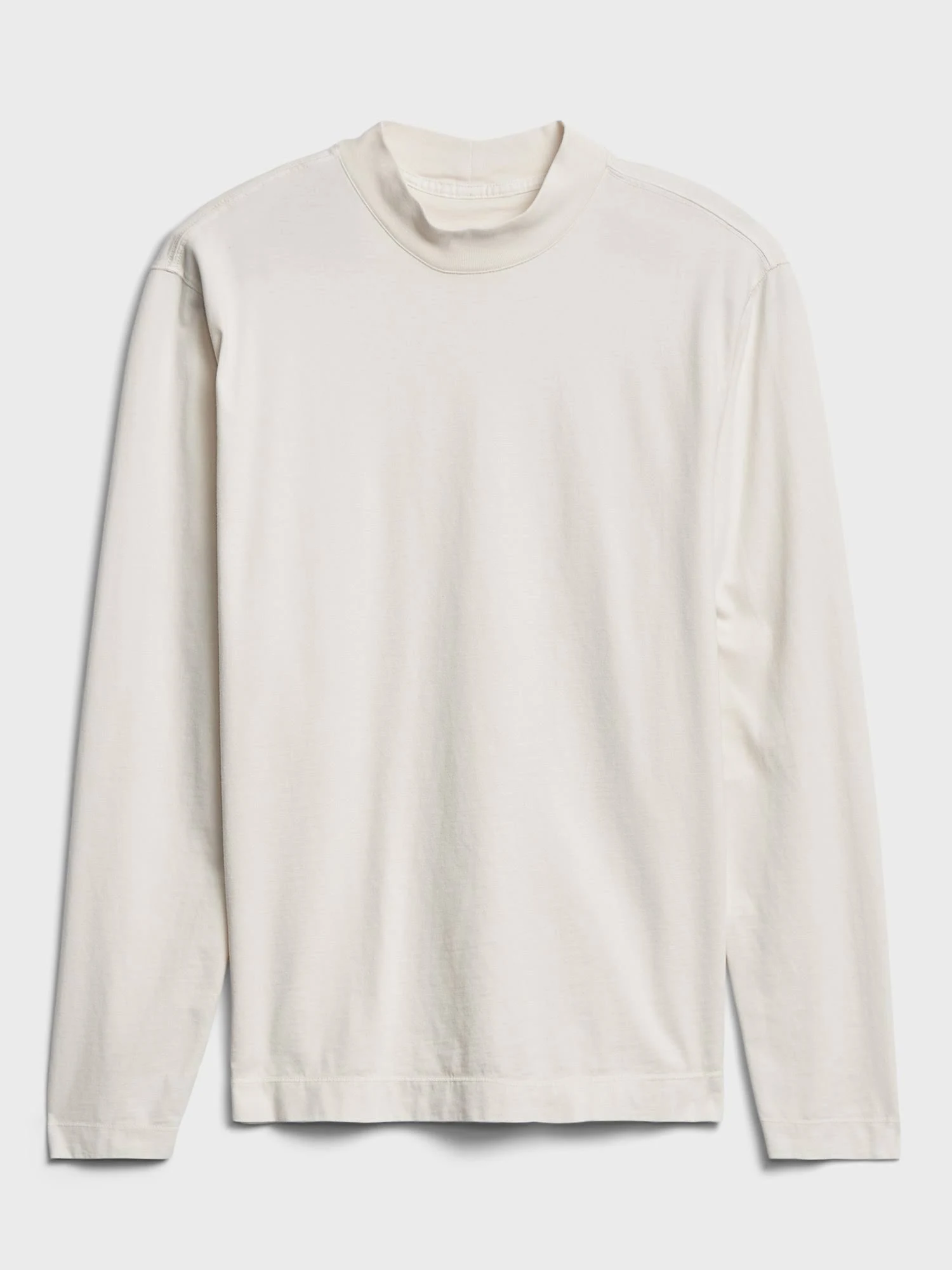 Banana Republic Men's Authentic Supima Mock-Neck T-Shirt Transition Cream White Tall Size M