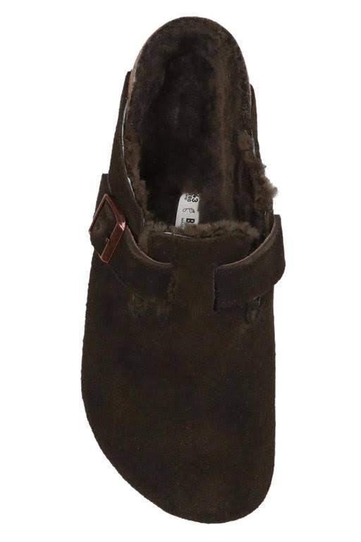 Birkenstock &Boston VL Shearling& Suede Slides - Brown - Slippers