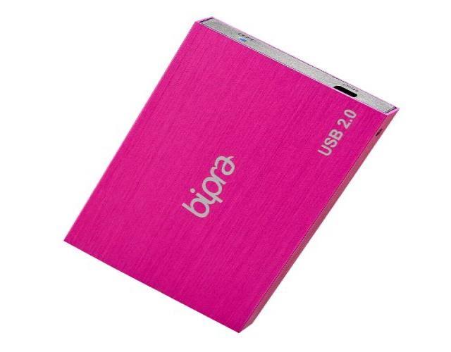 Bipra 2.5 USB 2.0 External Pocket Slim Hard Drive - Sweet Pink - Fat32 (400GB)