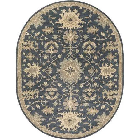 Charlton Home Willard Navy & Olive Area Rug Rug Size: Oval 8& x 10&