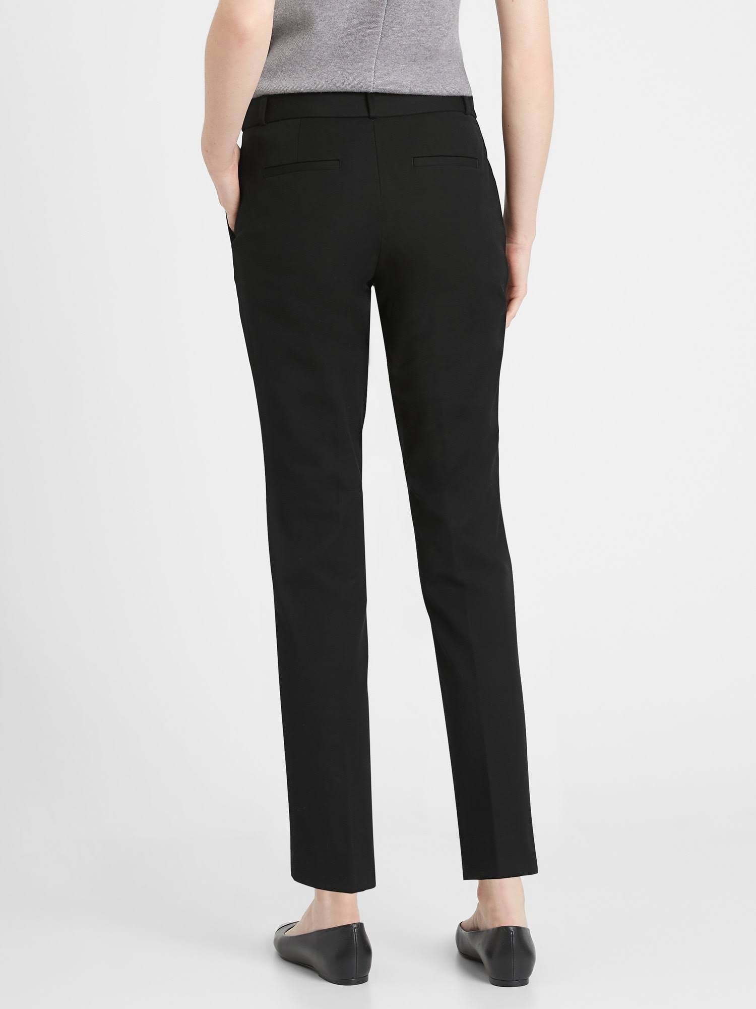 Banana Republic Women's Ryan Slim Straight-Fit Washable Bi-Stretch Pant Black Size 12 Regular