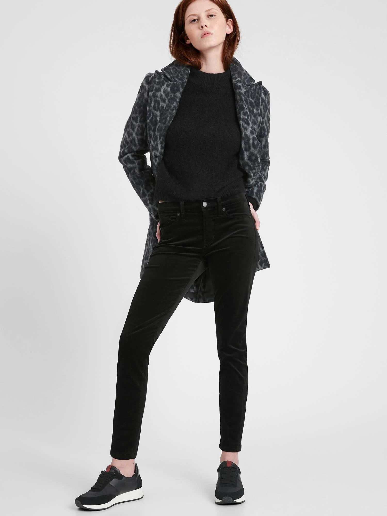 Banana Republic Women's Mid-Rise Skinny Velvet Pant Black Size 32 Regular