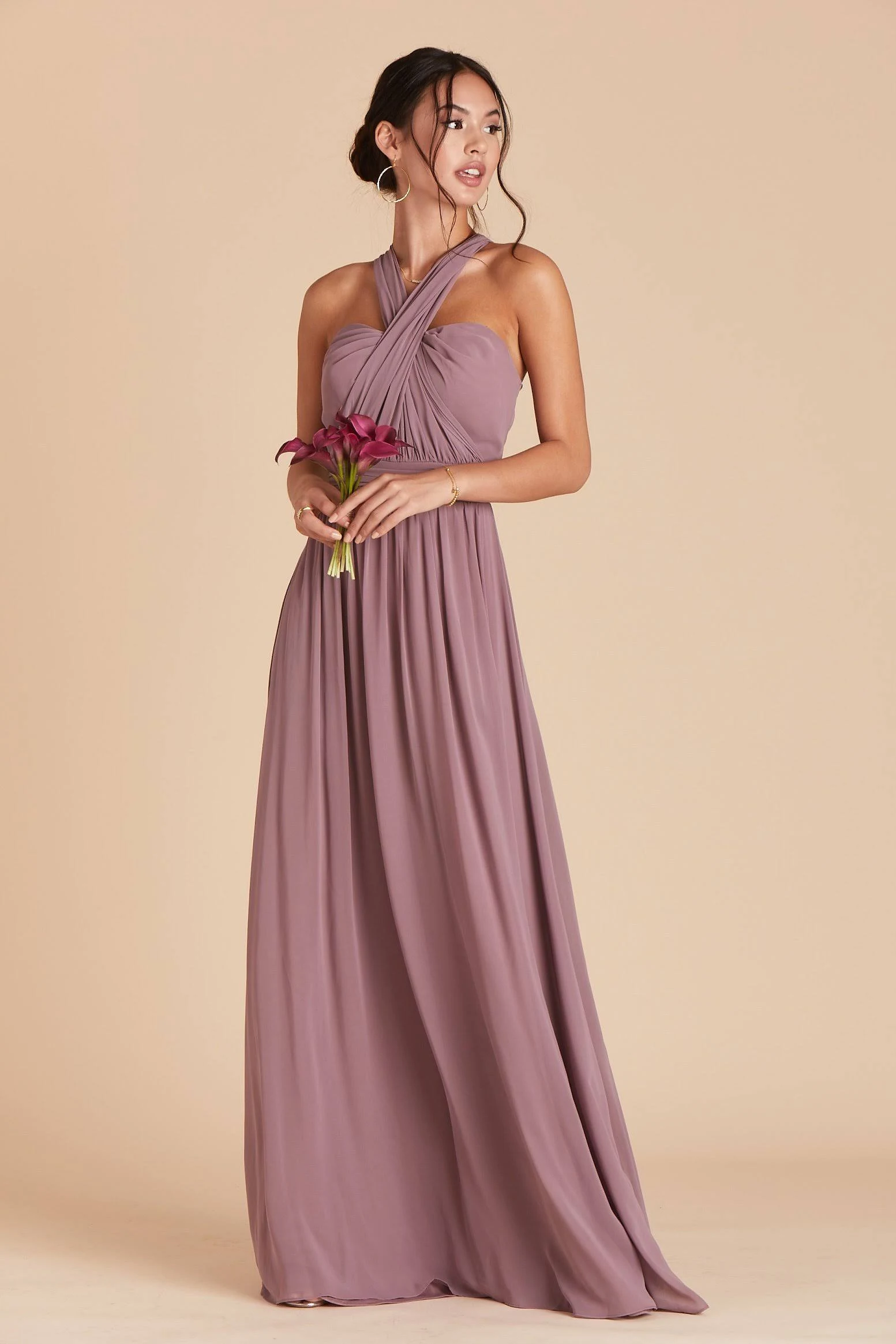 Birdy Grey Grace Convertible Chiffon Bridesmaid Dress in Dark Mauve XL / Dark Mauve