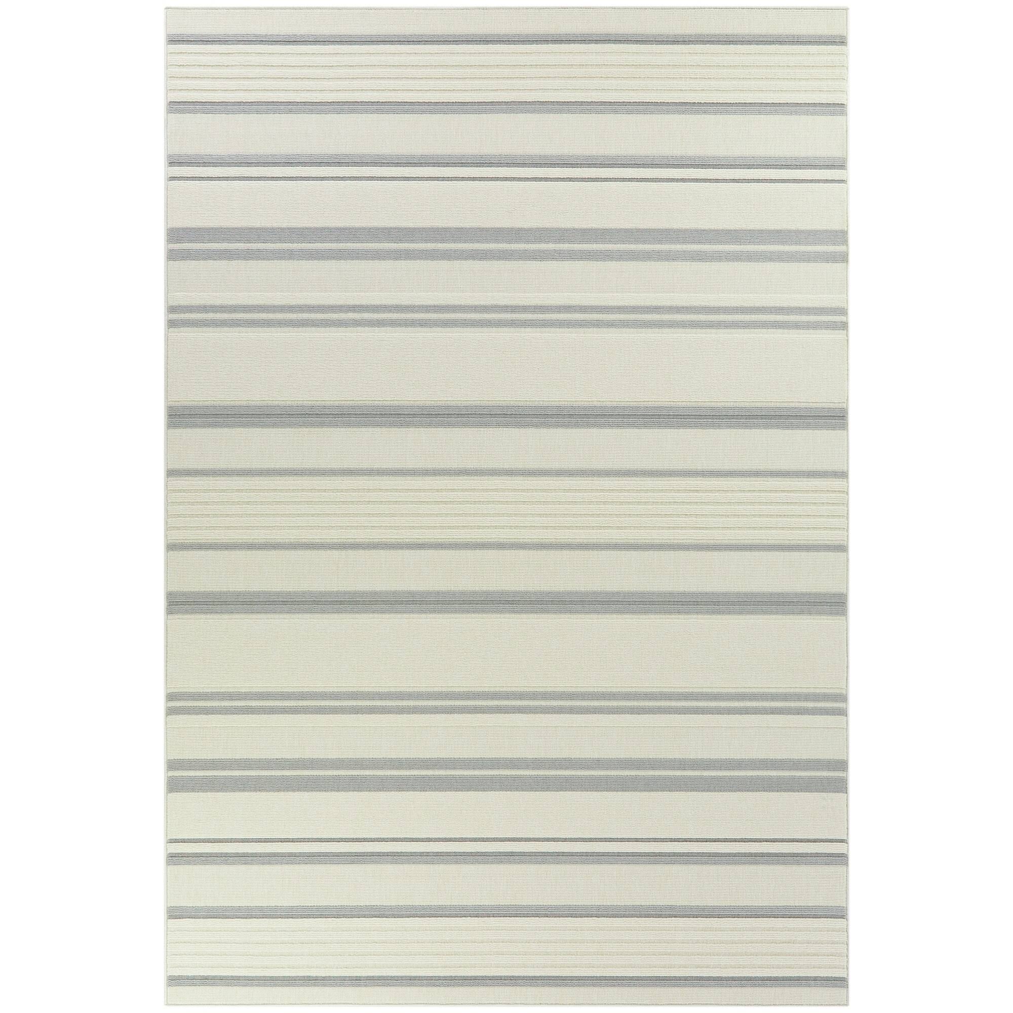 Hampton Bay Stripes Navy/White 8 ft. x 10 ft. Indoor/Outdoor Area Rug, Blue
