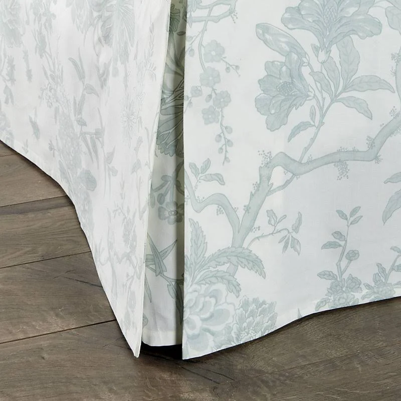 Jardin Toile Bedskirt Gray Full - Ballard Designs