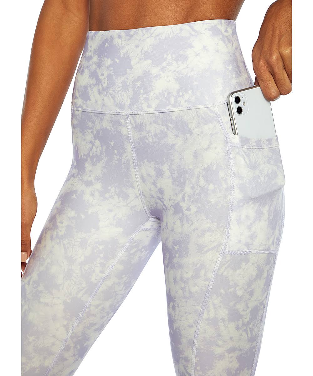High Rise Mid Calf Capri Pocket Legging Tie Dye Clouds Lavender / S