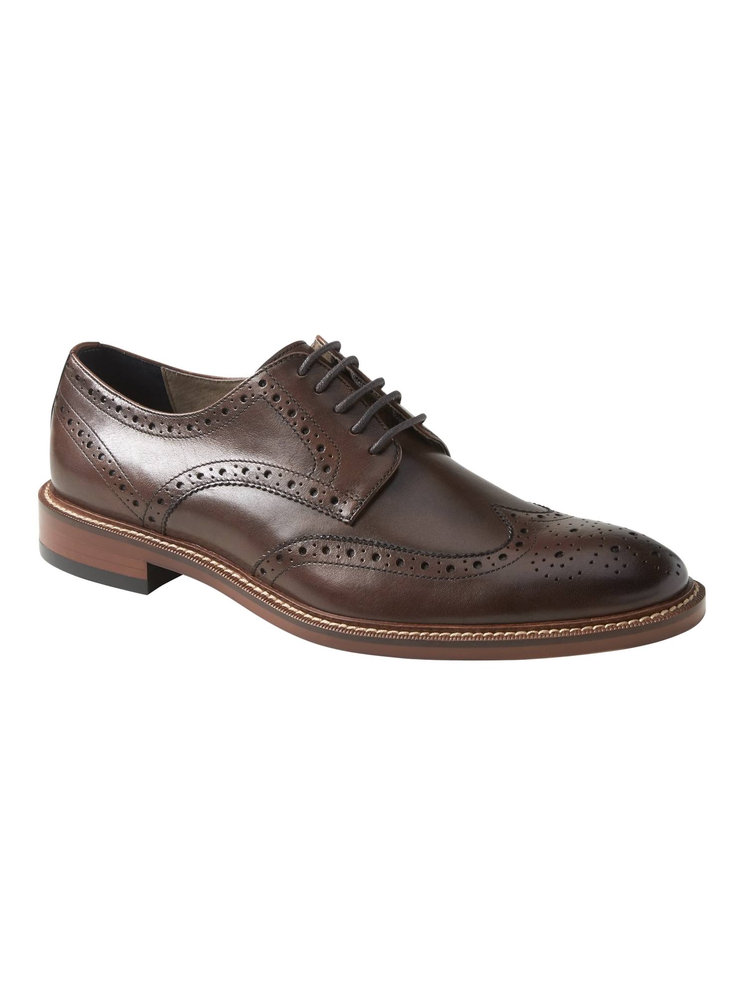 Banana Republic Men's Hadley Italian Leather Brogue Oxford Chestnut Size 7