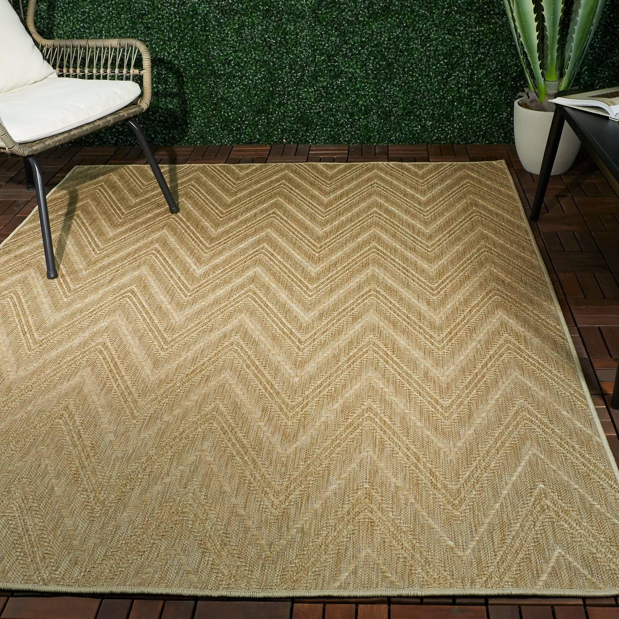 BALTA Kava Beige 8 ft. x 10 ft. Chevron Flatweave Indoor/Outdoor Area Rug