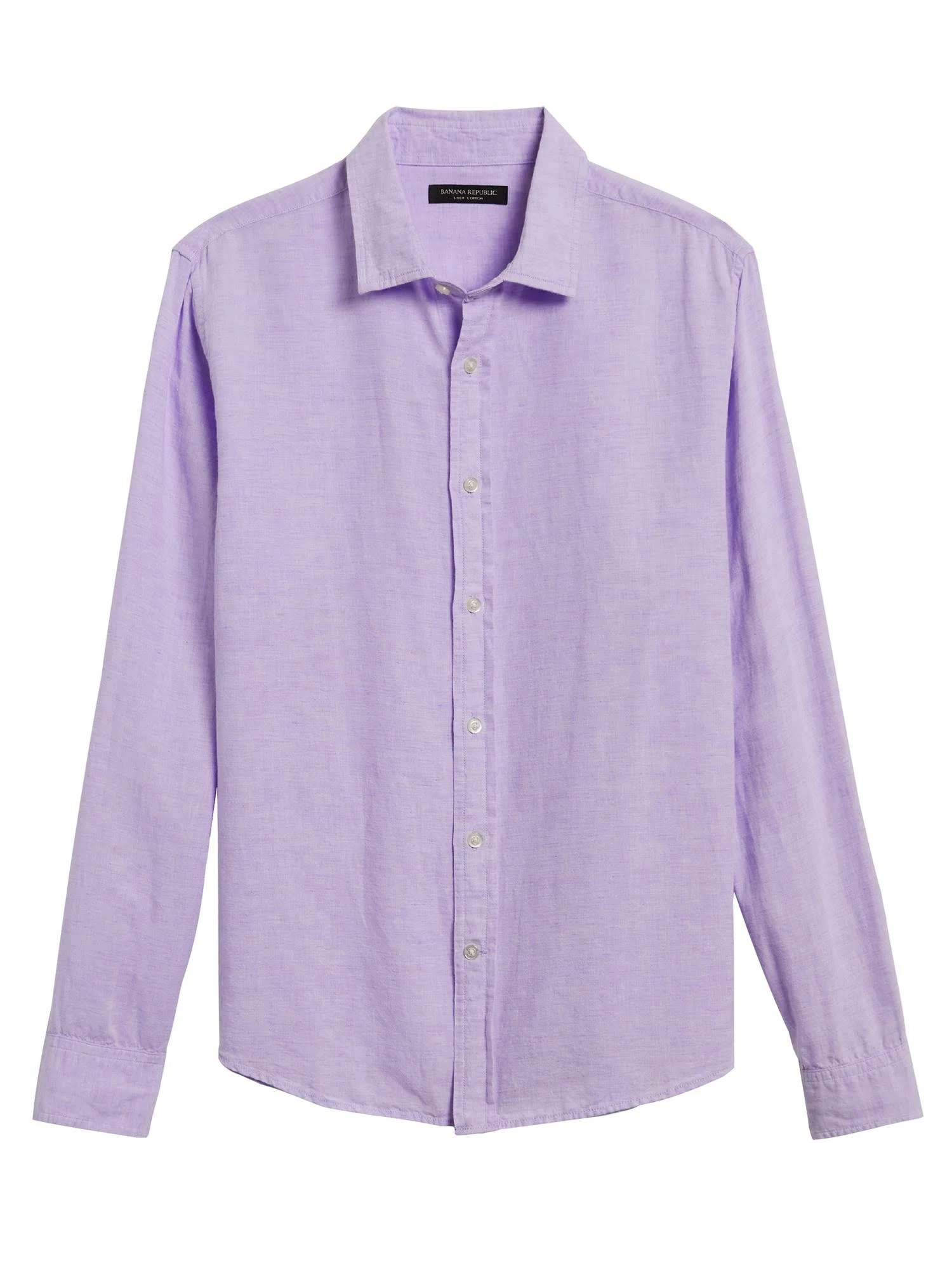Banana Republic Men's Untucked Slim-Fit Linen-Cotton Shirt Purple Size L