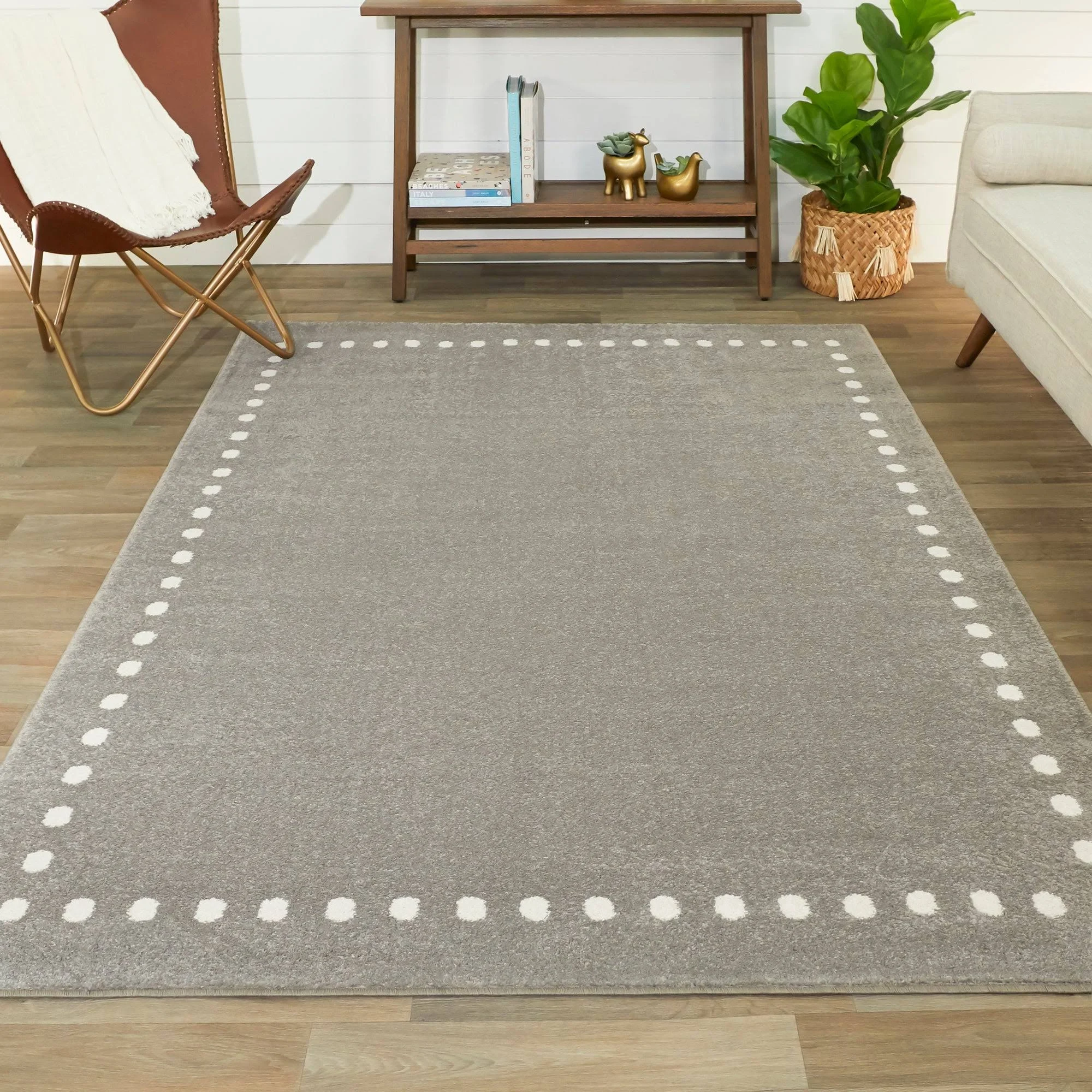 Balta Fontaine Grey 8 ft. x 10 ft. Dot Border Area Rug