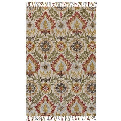 Kessel Floral Handmade Tufted Wool Olive/Red Area Rug Birch Lane Rug Size: Rectangle 8& x 11&