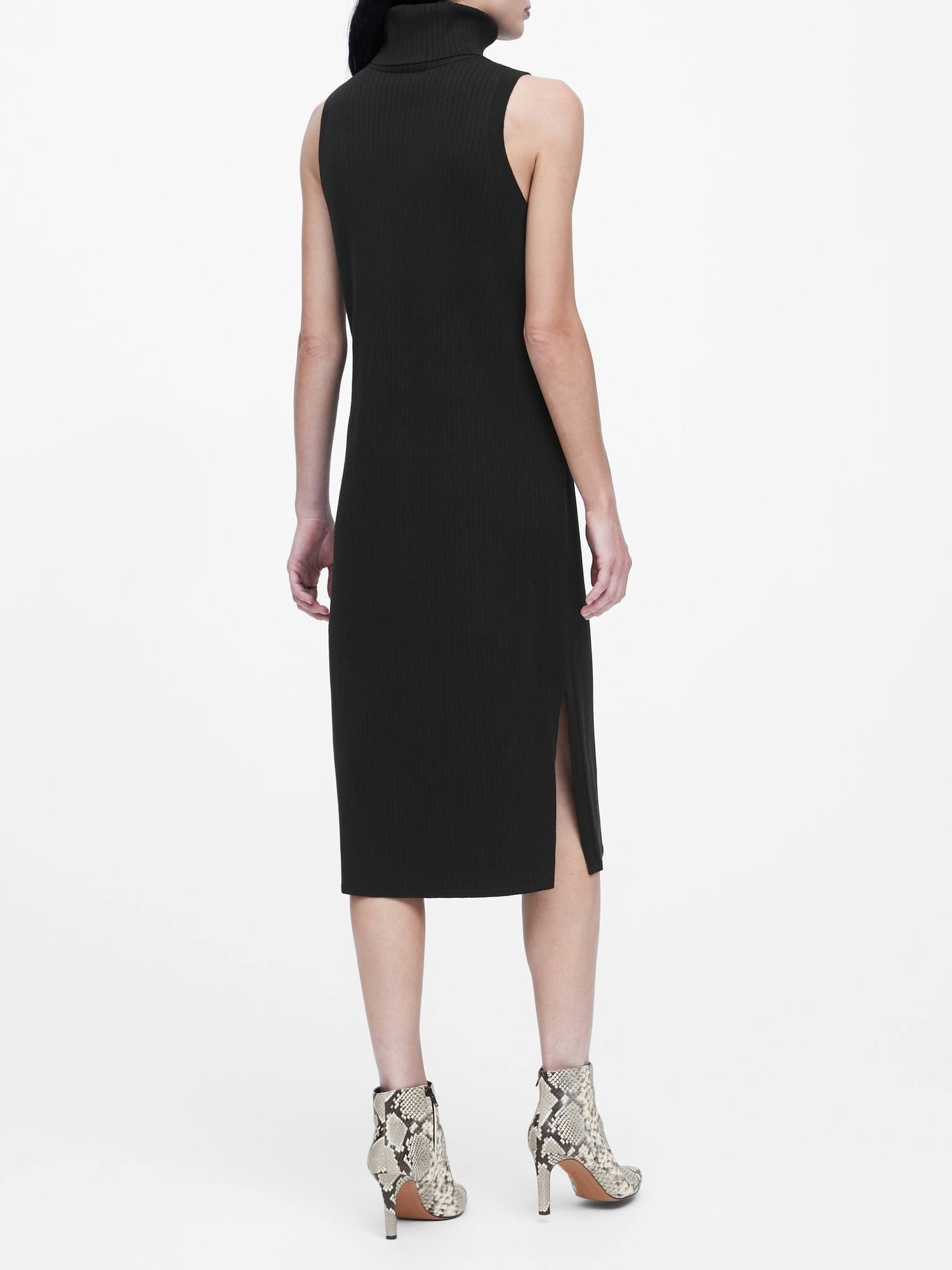 Banana Republic Women's Turtleneck Column Dress Black Big and Tall Size XL