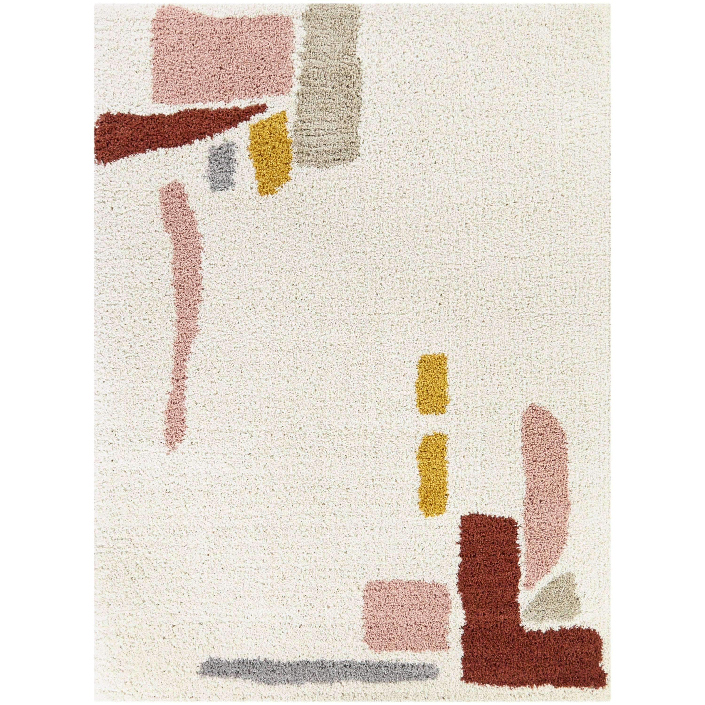 Botello Abstract Shag Area Rug - 5&3x22 x 7& - Rust