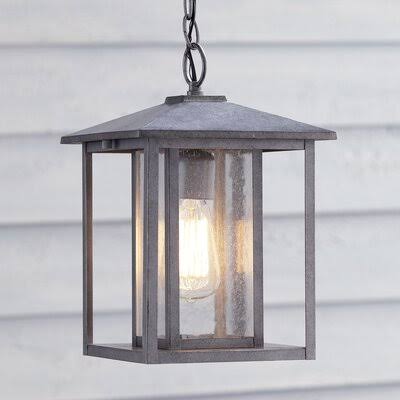 Breno 1-Light Outdoor Hanging Lantern Fixture Finish: Weathered Pewter