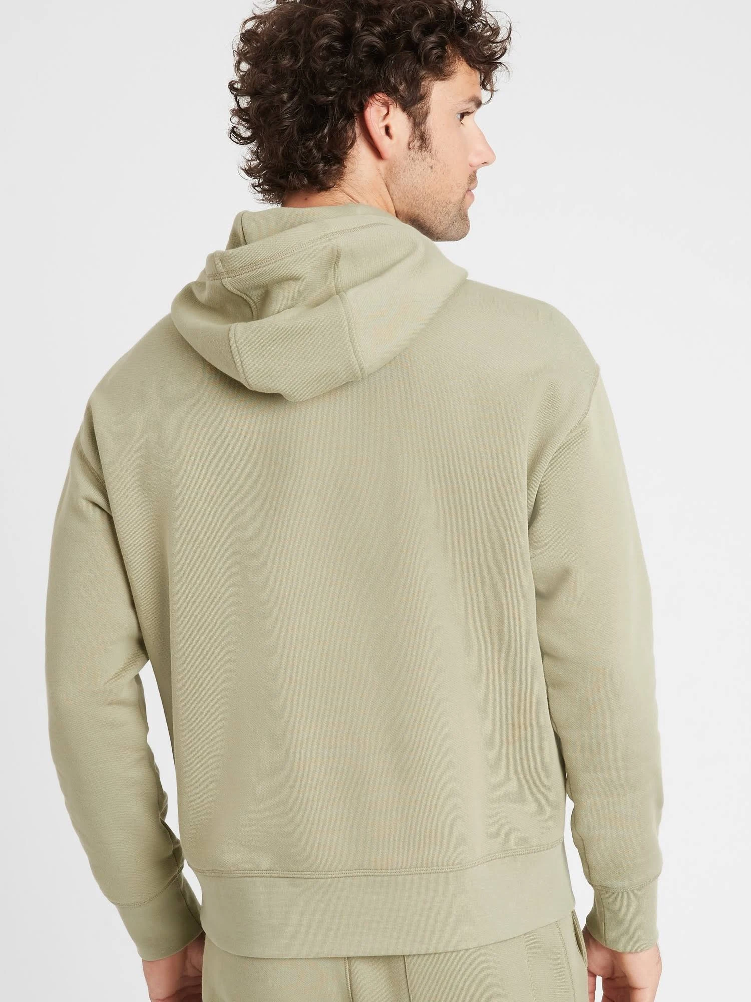 Banana Republic Men's Organic French Terry Hoodie Green Cardoon Size Xs