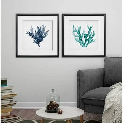 &Sea Coral& 2 Piece Picture Frame Print Set