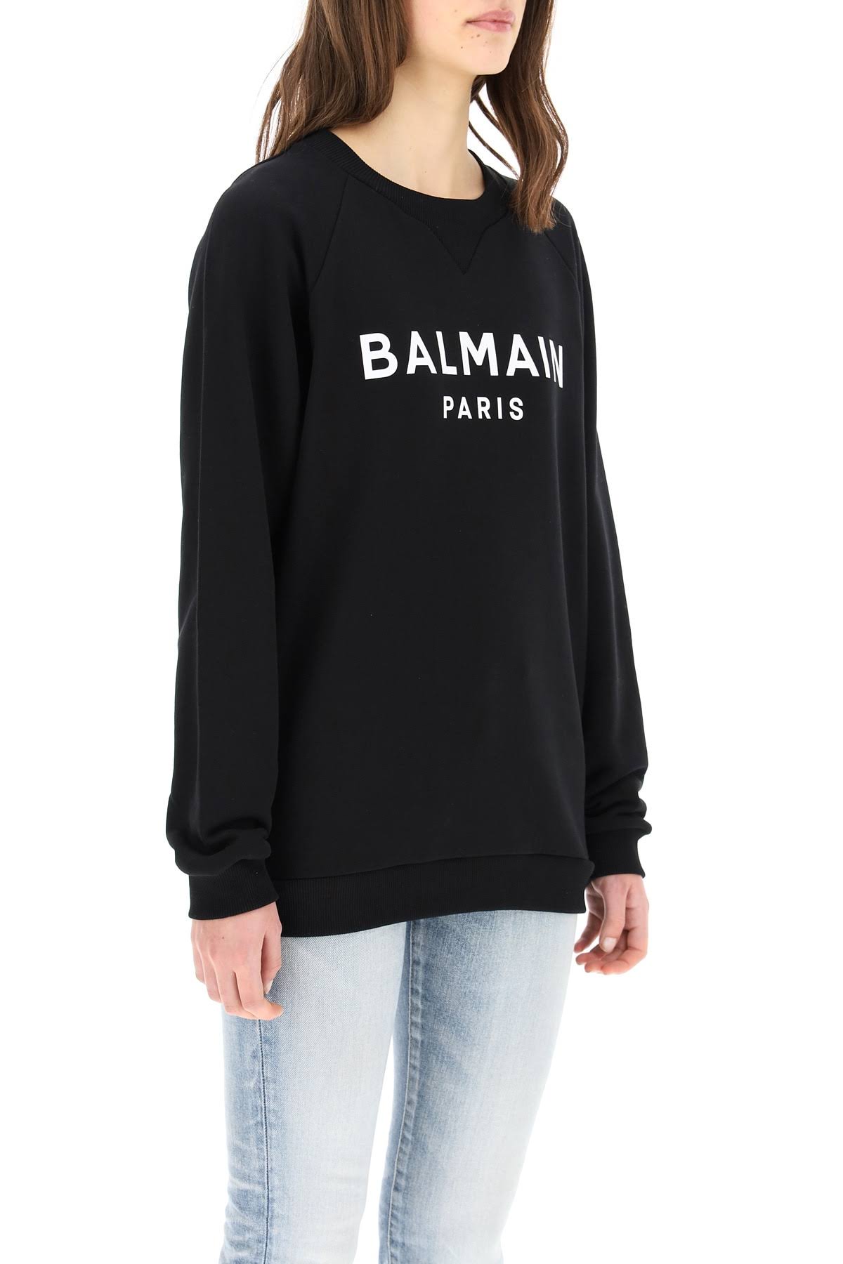 Balmain Logo Cotton Jersey Sweatshirt - Black - Sweatshirts