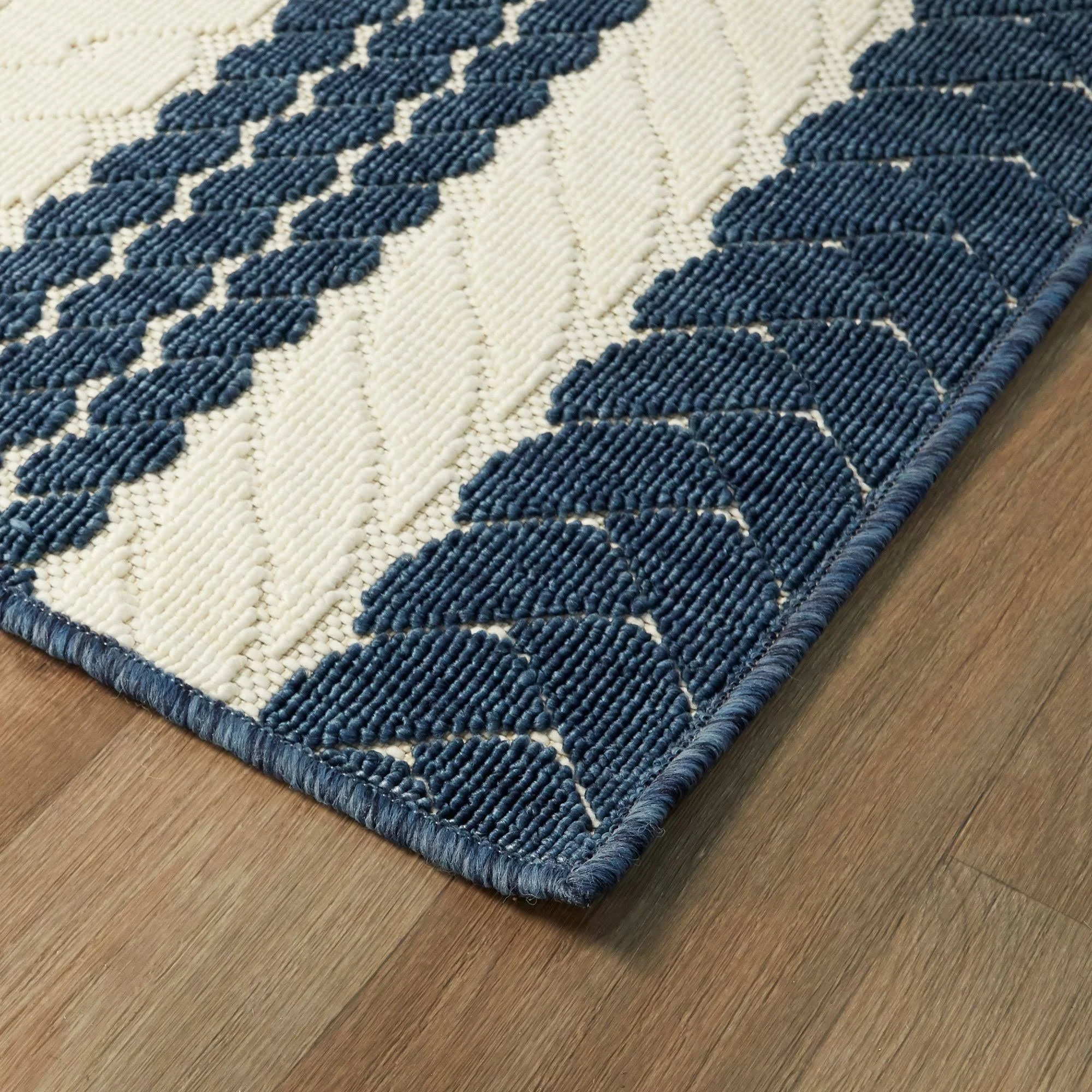 Caldwell Nautical Stripe Indoor/Outdoor Area Rug - 2&7x22 x 7& Runner - Tan