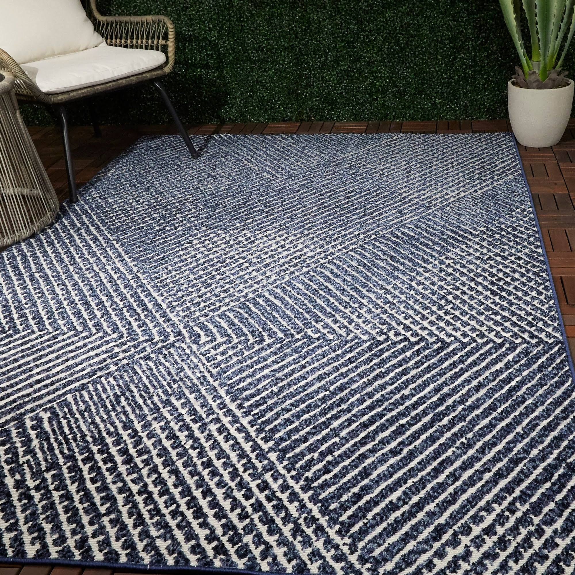 Whitaker Abstract Area Rug - 2&7x22 x 7& Runner - Navy Blue