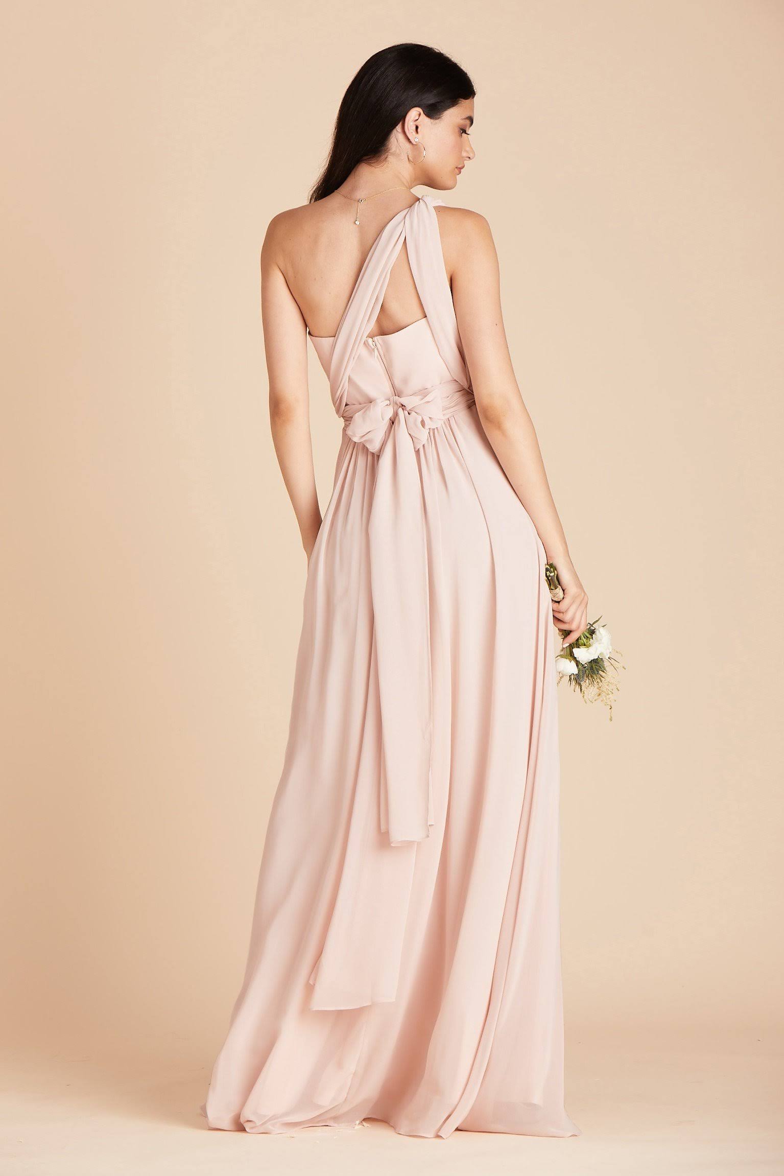 Birdy Grey Grace Convertible Chiffon Bridesmaid Dress in Pale Blush XL / Pale Blush / No Slit