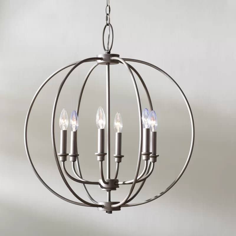 Naomie 6 - Light Candle Style Globe Chandelier Finish: Antique Brass