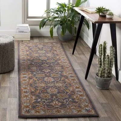Massima Oriental Handmade Tufted Wool Charcoal Area Rug Birch Lane Rug Size: Runner 3& x 12&